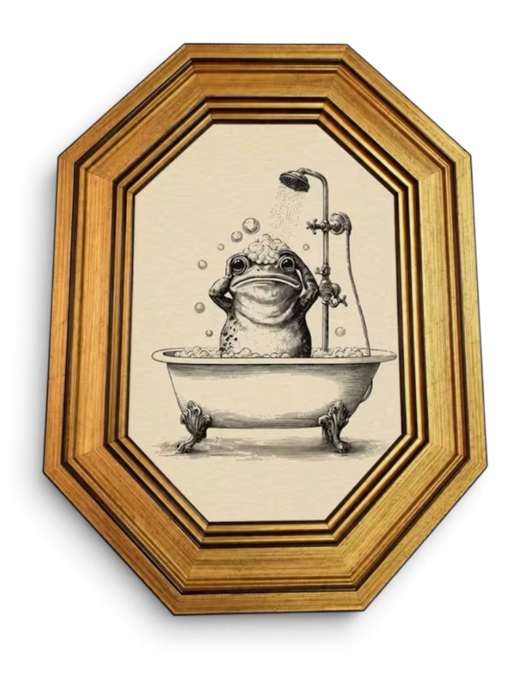 Frog taking a soak framed